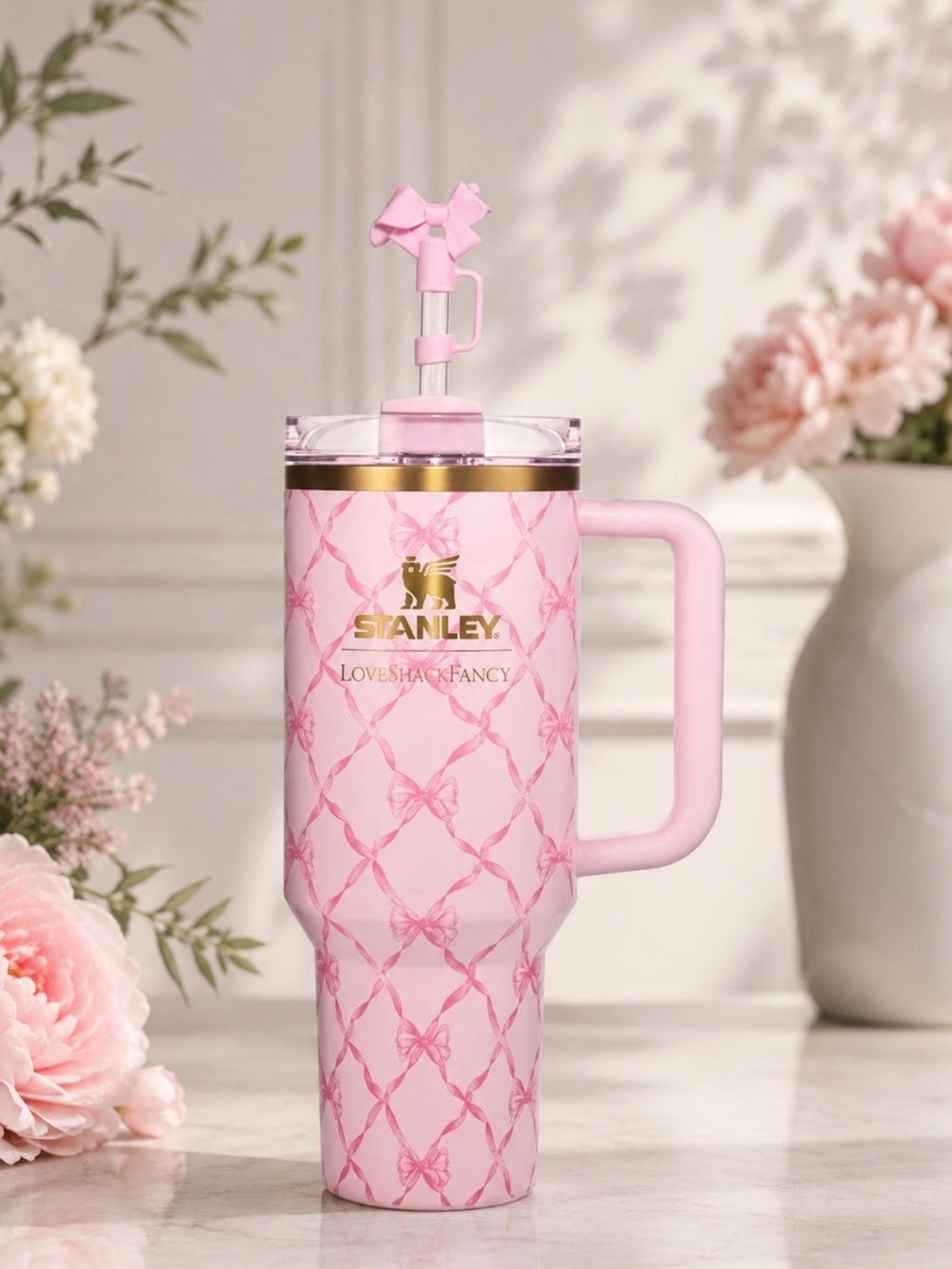Stanley X LoveShackFancy Tumbler 40oz. Baby Bow Pink Peppermint 🎀 Limited